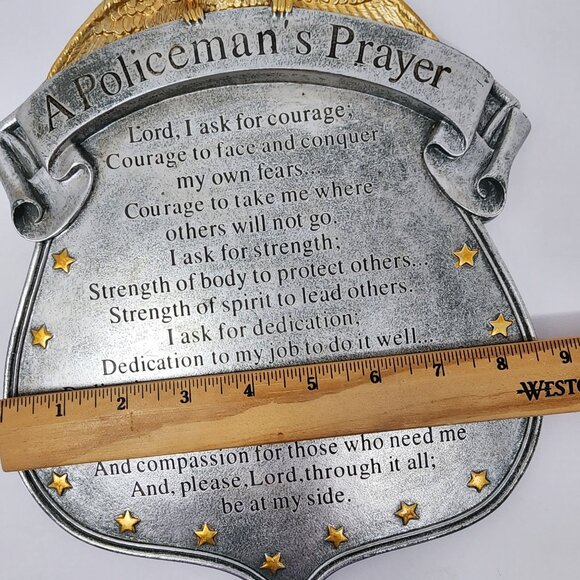 Spoonflower Policemans Prayer Shield Wall Plaque Golden Eagle 11 Inch Decor - Picture 7 of 7